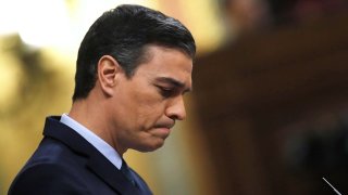 El candidato a la Presidencia del Gobierno, Pedro Sánchez, durante una de sus intervenciones en la segunda jornada del debate de su investidura como presidente del Gobierno este domingo en el Congreso de los Diputados.