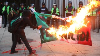 Protesta de mujeres contra feminicidios.