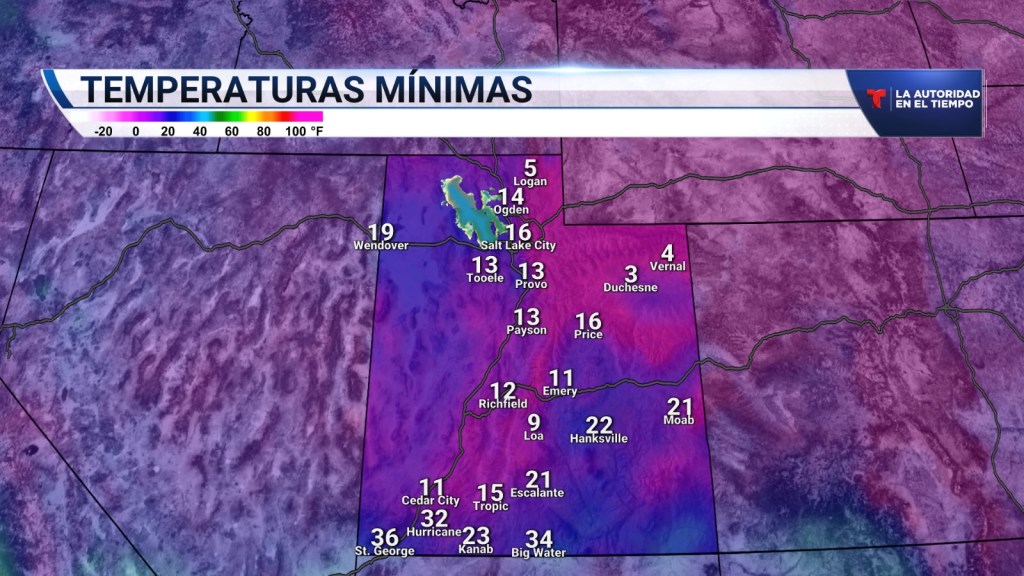 Temperaturas mínimas en Utah