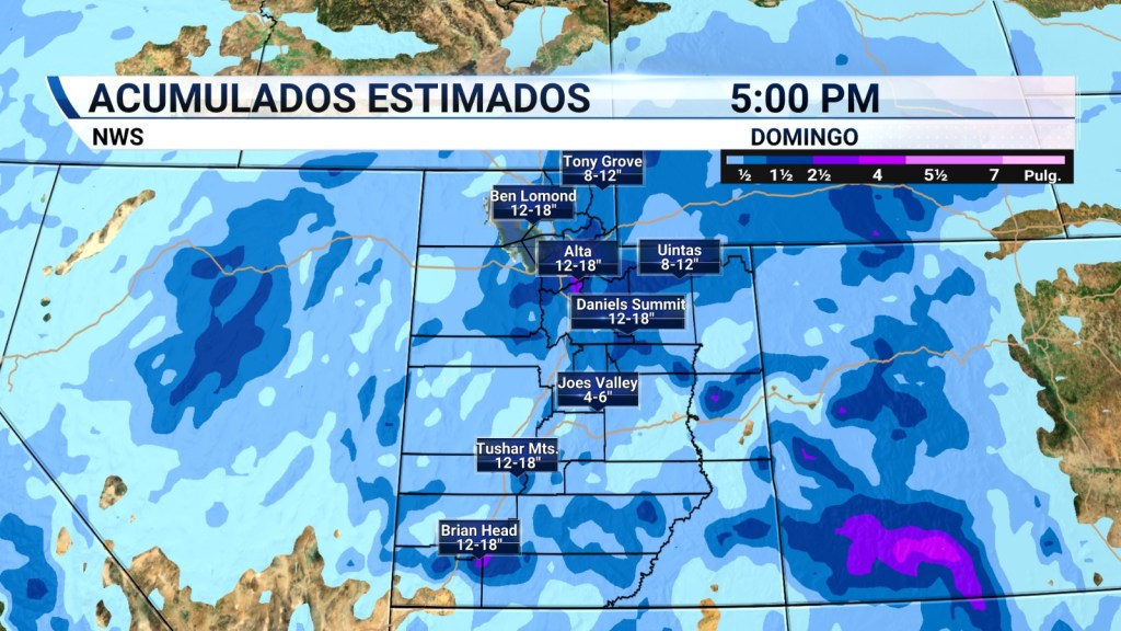 Acumulados de nieve esperados