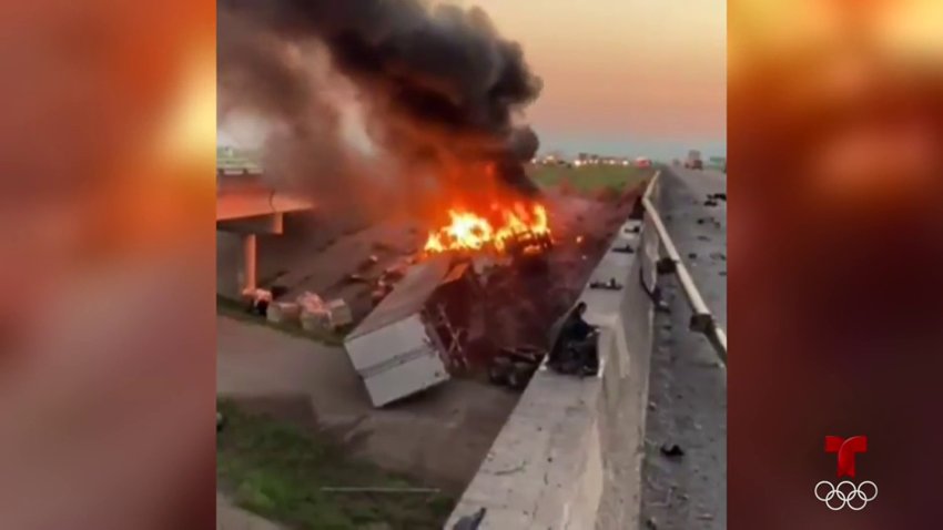 Conductor logra salir de su camión antes de que estallara en llamas en Utah