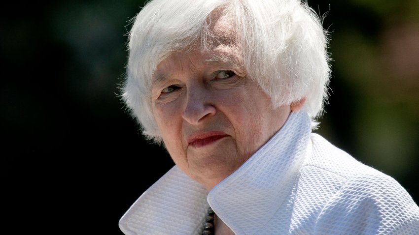 US Treasury Secretary Janet Yellen during a naturalization ceremony at George Washingtons residence in Mount Vernon, Virginia on July 4, 2022.