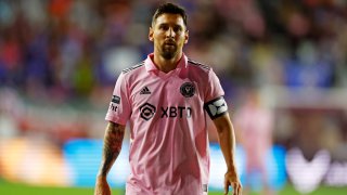 Lionel Messi #10 of Inter Miami CF looks on during the second half of the Leagues Cup 2023 match between Cruz Azul and Inter Miami CF at DRV PNK Stadium on July 21, 2023 in Fort Lauderdale, Florida.