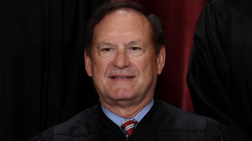 Associate US Supreme Court Justice Samuel Alito poses for the official photo at the Supreme Court in Washington, DC on October 7, 2022. (Photo by OLIVIER DOULIERY / AFP) / The erroneous mention[s] appearing in the metadata of this photo by OLIVIER DOULIERY has been modified in AFP systems in the following manner: [Associate US Supreme Court Justice Samuel Alito] instead of [Chief US Supreme Court Justice John Roberts]. Please immediately remove the erroneous mention[s] from all your online services and delete it (them) from your servers. If you have been authorized by AFP to distribute it (them) to third parties, please ensure that the same actions are carried out by them. Failure to promptly comply with these instructions will entail liability on your part for any continued or post notification usage. Therefore we thank you very much for all your attention and prompt action. We are sorry for the inconvenience this notification may cause and remain at your disposal for any further information you may require. (Photo by OLIVIER DOULIERY/AFP via Getty Images)