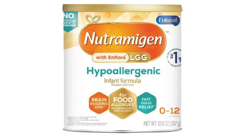 Photo showing the label of recalled baby formula.
