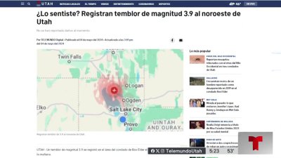 Registran temblor de magnitud 3.9 al noroeste de Utah