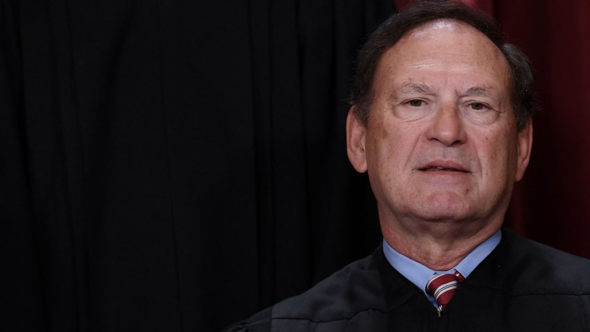 Associate US Supreme Court Justice Samuel Alito poses for the official photo at the Supreme Court in Washington, DC on October 7, 2022. (Photo by OLIVIER DOULIERY / AFP) (Photo by OLIVIER DOULIERY/AFP via Getty Images)