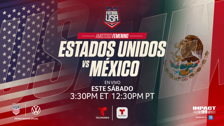 USWNT se enfrentará a México el sábado 13 de julio a las 3:30pm ET en Telemundo, Universo y Peacock en Harrison, N.J. para el partido de legado “Impact 99”.