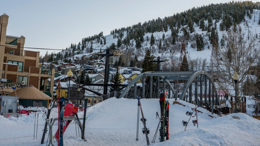 UTAH, UNITED STATES – 2024/02/24: View of a ski mountain and lift in downtown Park City Park, best known as a mountain ski resort in the western United States located 32 miles east of Salt Lake City. (Photo by Wolfgang Kaehler/LightRocket via Getty Images)