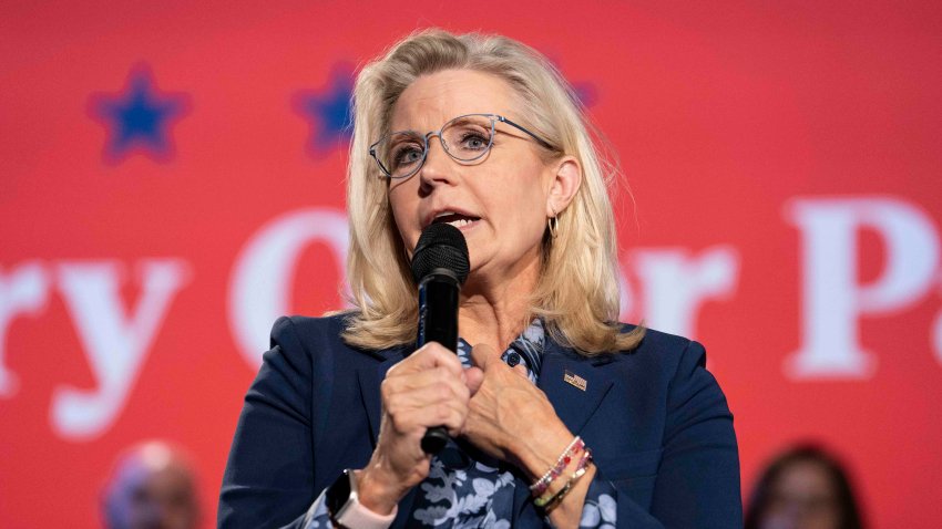 ROYAL OAK, MICHIGAN – OCTOBER 21: Former U.S. Rep. Liz Cheney (R-WY) speaks at a town hall with Democratic presidential nominee, Vice President Kamala Harris, at the Royal Oak Music Theatre on October 21, 2024 in Royal Oak, Michigan. Cheney joined Vice President Harris for stops Monday in Pennsylvania, Michigan and Wisconsin. (Photo by Sarah Rice/Getty Images)