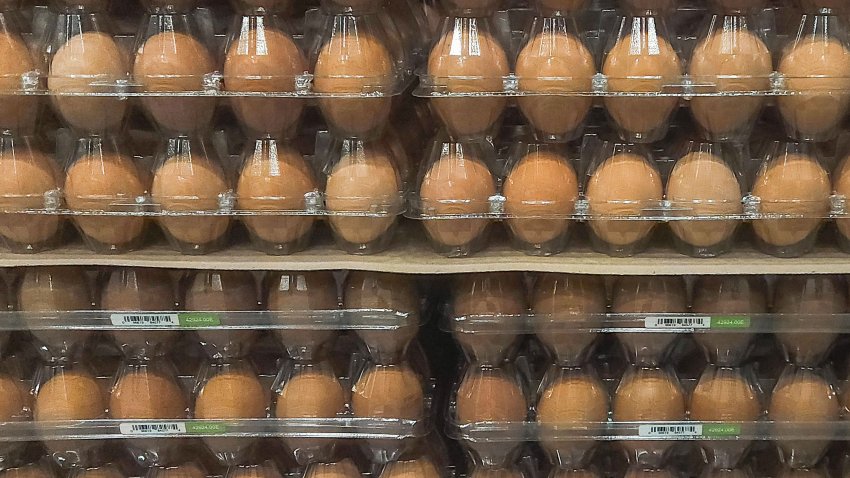 EDMONTON, CANADA – FEBRUARY 07:
A shelf of egg cartons, containing fresh eggs, in a retail store in Edmonton, Alberta, Canada, on February 7, 2025. (Photo by Artur Widak/NurPhoto via Getty Images)