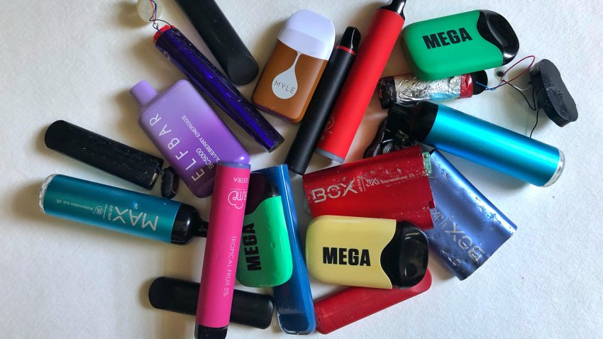 Pile of used or discarded Vape Pens found littering the streets in New York City. (Photo by: Lindsey Nicholson/UCG/Universal Images Group via Getty Images)