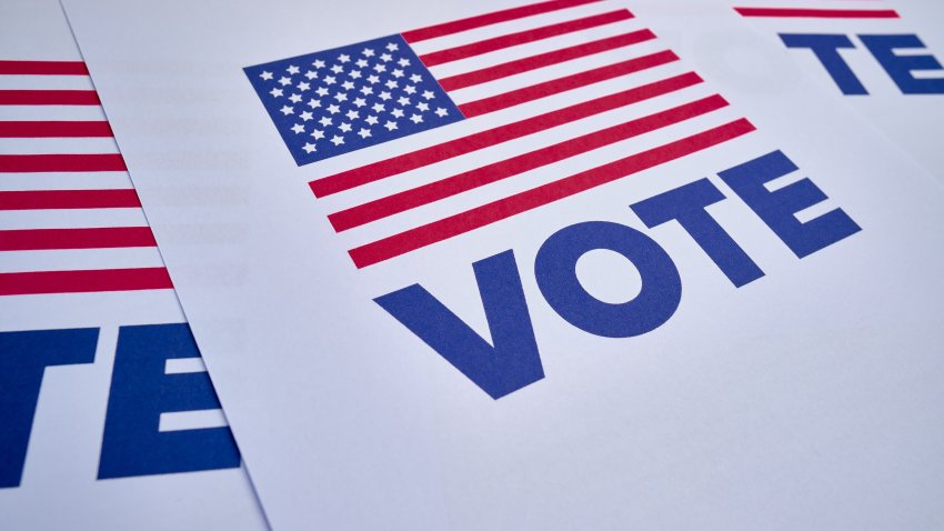 Vote! United States flag. Presidential Election in USA. Vote day in November. US Election. Patriotic american element. For poster or banner